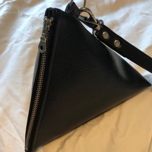Black triangle pleather bag